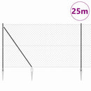 Kædehegn med pigge 25 x 1,6 m PVC-belagt stål Grå Mesh