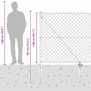 Udendørs kædehegn med pigge 10 x 1,4 m Galvaniseret stål Sølv