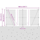 Kædehegn med betonbund 10 x 1,2 m PVC-belagt stål Grøn Mesh