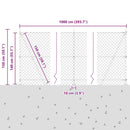 Kædehegn med betonbund 10 x 1,4 m PVC-belagt stål Grøn Mesh