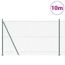 Kædehegn med betonbund 10 x 1,5 m PVC-belagt stål Grøn Mesh
