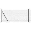 Kædehegn med betonbund 10 x 1 m PVC-belagt stål Grå Mesh