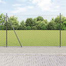 Kædehegn med betonbund 25 x 1,4 m PVC-belagt stål Grå Mesh