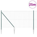 Euro Hegn med Spidser 25 x 1,2 m PVC-belagt stål Grøn Mesh
