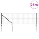 Euro Hegn med Spidser 25 x 0,4 m PVC-belagt stål Grå Mesh