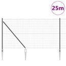 Euro Hegn med Spidser 25 x 1 m PVC-belagt stål Grå Mesh