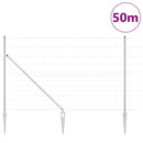 Svejset trådhegn med spidser 50 x 1,5 m Galvaniseret stål Sølv