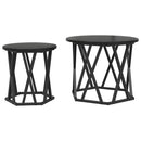 Sidebord 2 pcs Sort eg Ingeniørtræ og stål