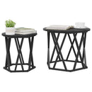 Sidebord 2 pcs Sort eg Ingeniørtræ og stål