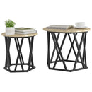 Sidebord 2 pcs Sonoma eg Ingeniørtræ og stål