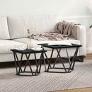 Sidebordssæt 2 pcs Sort eg 50 x 50 x 40 cm Ingeniørtræ og stål