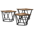 Sofabord 3 stk. Røget eg 50 x 50 x 40 cm Ingeniørtræ og stål