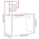 Bord Røget eg 102 x 50 x 124 cm Konstrueret træ