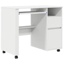 Skrivebord med Hjul Hvid Konstrueret træ 91 x 50 x 77 cm