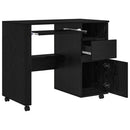 Skrivebord med Hjul Sort eg Konstrueret træ 91 x 50 x 77 cm