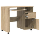 Skrivebord med Hjul Sonoma eg Konstrueret træ 91 x 50 x 77 cm