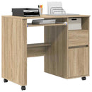 Skrivebord med Hjul Sonoma eg Konstrueret træ 91 x 50 x 77 cm