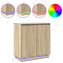 LED Sideboard Sonoma-eg 71 x 34,5 x 75 cm Konstrueret træ