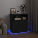LED Sideboard Sort eg 71 x 34,5 x 75 cm Konstrueret træ