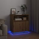 LED Sideboard Artisan Egetræ 71 x 34,5 x 75 cm Konstrueret træ