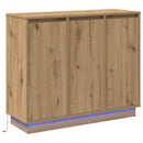 LED Sideboard Artisan Egetræ 90 x 32 x 75 cm Konstrueret træ