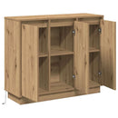 LED Sideboard Artisan Egetræ 90 x 32 x 75 cm Konstrueret træ