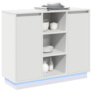 LED Sideboard Hvid 90 x 32 x 75 cm Konstrueret træ