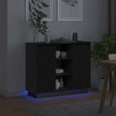 LED Sideboard Sort eg 90 x 32 x 75 cm Konstrueret træ