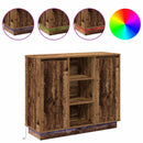 LED Sideboard Gammelt træ 90 x 32 x 75 cm Konstrueret træ