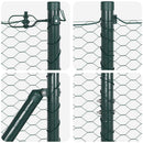 Sekskantet hegn med stolpe 100 x 1,5 m PVC-belagt stål Grøn