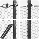 Hexagonal hegn med betonbund 25 x 0,8 m PVC-belagt stål Grå