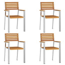 Have Stol 4 pcs Massiv akacietræ og rustfrit stål