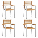 Have Stol 4 pcs Massiv Teaktræ og Rustfrit Stål