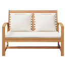 bænk med pude Brun og Creme 110 x 66 x 76 cm Massiv Teaktræ