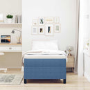 Box spring seng Blå og Hvid 90 x 190 cm Velourstof