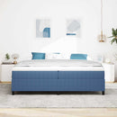 Box spring seng Blå og Hvid 200 x 200 cm Velourstof