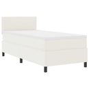 Box spring seng Creme og hvid 90 x 200 cm Velourstof