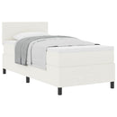 Box spring seng Creme og hvid 100 x 200 cm Velourstof
