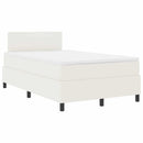 Box spring seng Creme og hvid 120 x 200 cm Velourstof