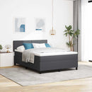 Box spring seng Mørkegrå og Hvid 140 x 200 cm Velourstof