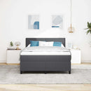 Box spring seng Mørkegrå og Hvid 140 x 200 cm Velourstof