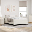 Box spring seng Creme og hvid 160 x 200 cm Velourstof