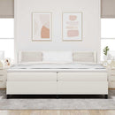 Box spring seng Creme og hvid 200 x 200 cm Velourstof