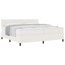 Box spring seng Creme og hvid 200 x 200 cm Velourstof