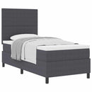 Box spring seng Mørkegrå og Hvid 90 x 200 cm Velourstof