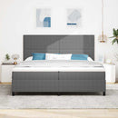 Box spring seng Lys Grå og Hvid 200 x 200 cm Velourstof