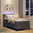 LED Box Spring Bed Lys Grå og Hvid 80 x 200 cm Velourstof