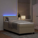 LED Box Spring Bed Lys Grå og Hvid 80 x 200 cm Velourstof