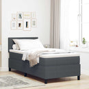 LED Box Spring Bed Mørkegrå og Hvid 90 x 190 cm Velourstof