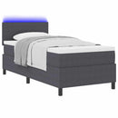 LED Box Spring Bed Mørkegrå og Hvid 90 x 190 cm Velourstof